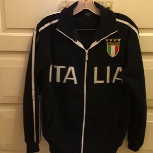 Black zip up sweatshirt w/Italian soccer team logo